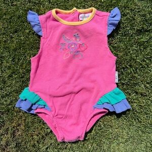 VTG Gymboree Fruit Embroidered Ruffled Rainbow Tag Romper Colorful 90s XS GUC